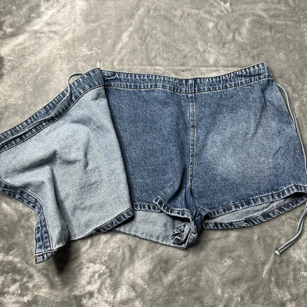 Rewash Skirt Women Size‎ 3/26 Blue Mini Shorts Wrap Front Denim Y2K